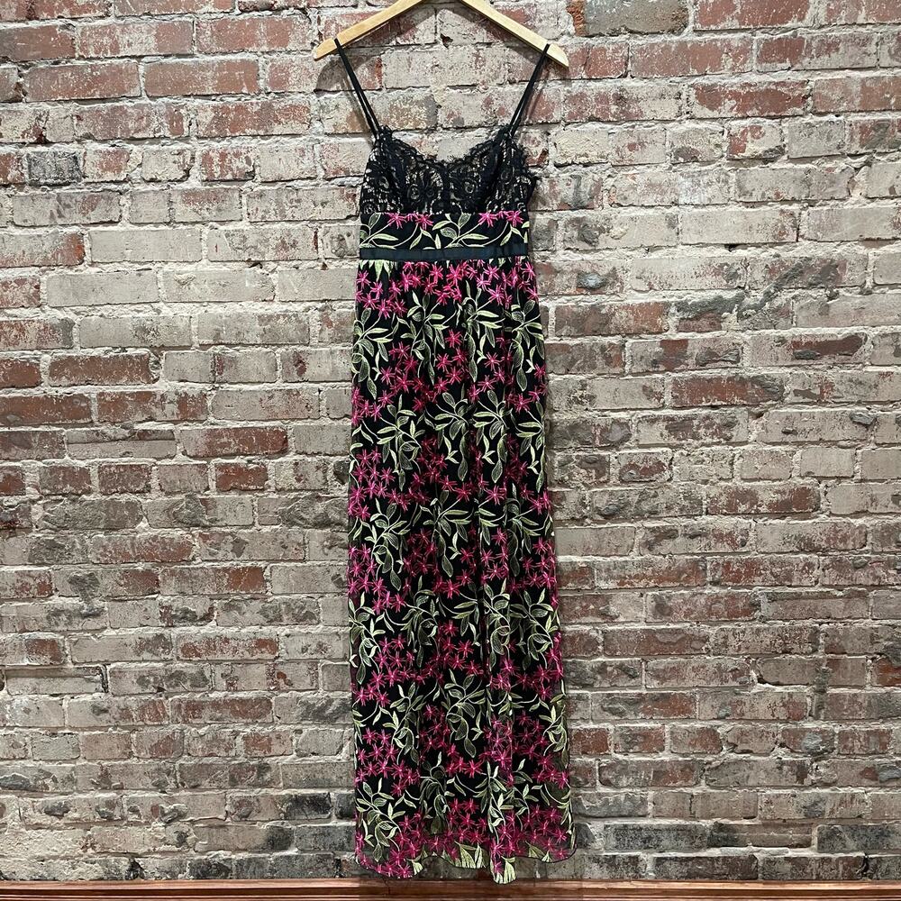 NWOT Lulu's Divine Delight Black Floral Embroidered Maxi Dress Size XS - Picture 4 of 10